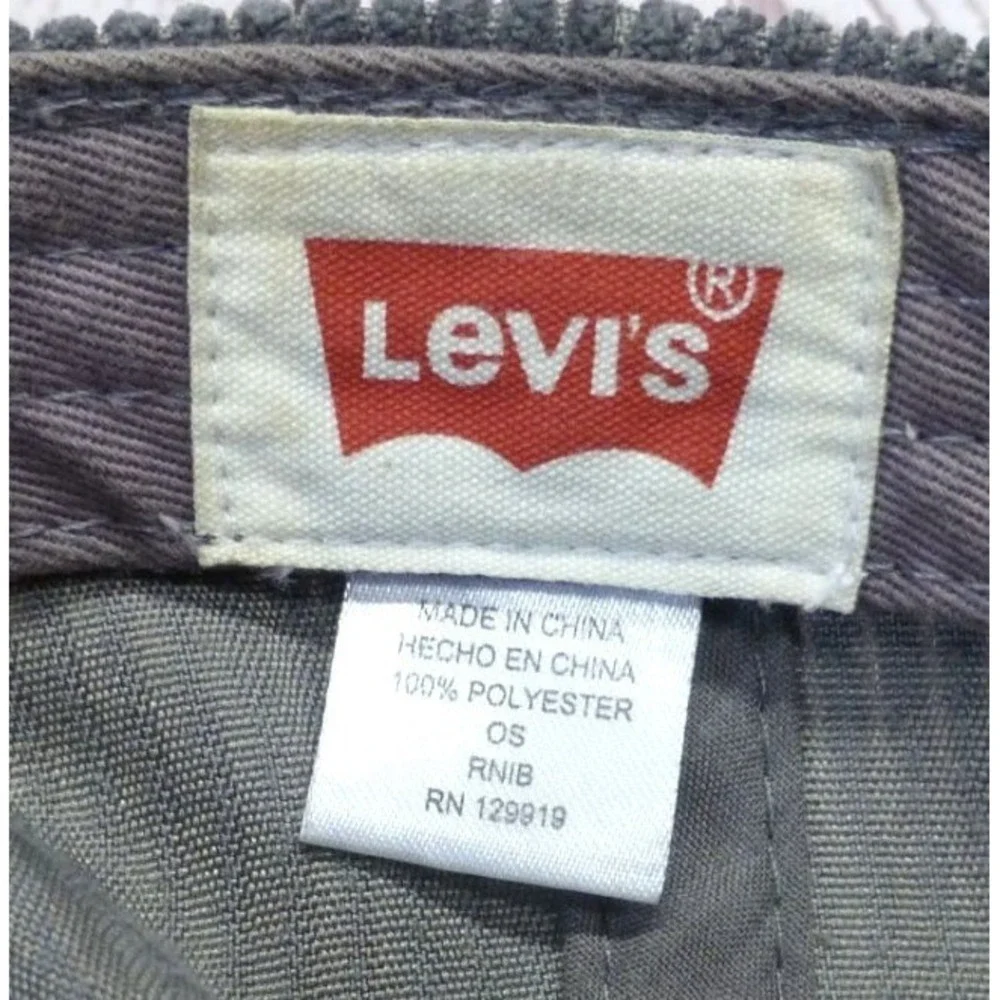 Levis Gray Corduroy Snapback Hat Adjustable Retro-Styled Cap
